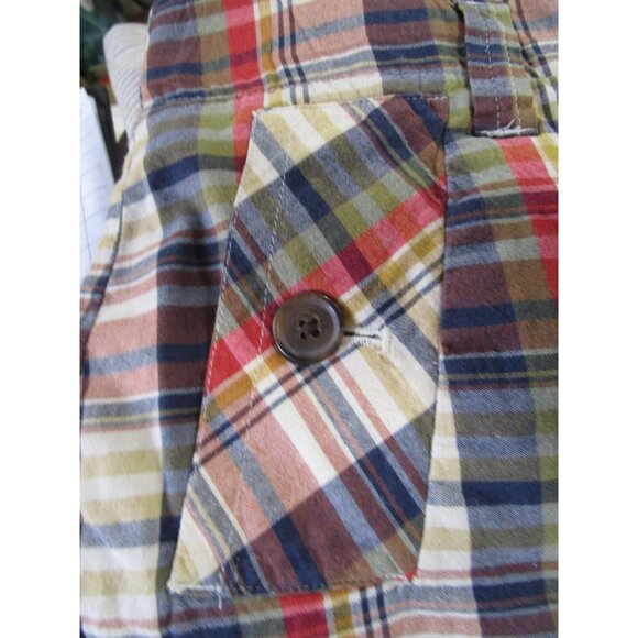 J Crew Womens Madras Plaid Cotton Button Front Mini Skirt Sz 4 India EUC - Picture 11 of 11